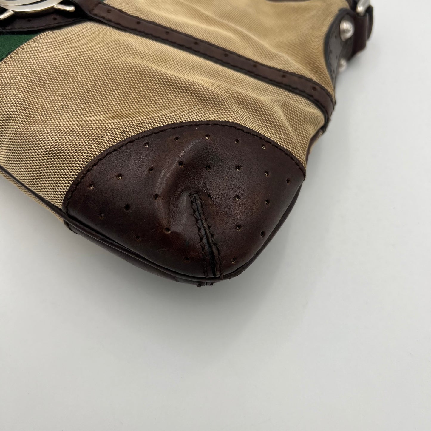 Gucci Brown Leather Sherryline Web Reins Hobo Shoulder Bag